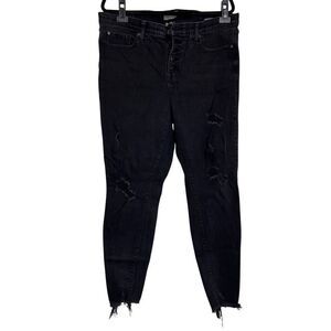 Torrid Jeans Womens‎ Size 18XT Black Sky High Skinny Premium Stretch Distressed